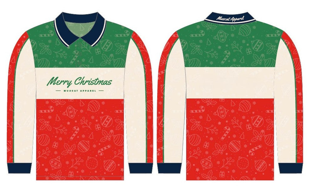 '26' Patterned Christmas Colour Block | Long Sleeve Shirt