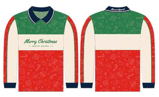 '26' Patterned Christmas Colour Block | Long Sleeve Shirt